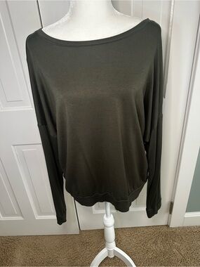 Double Zero Olive Boatneck Long Sleeve Top